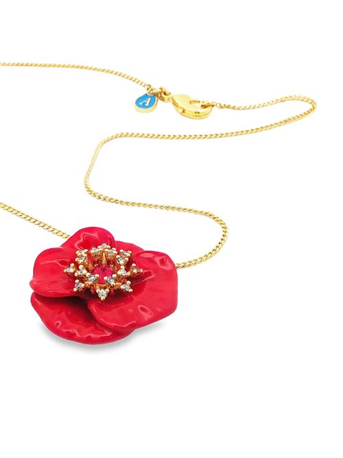 Blossom gold crystal&red stones red glazed necklace GOCCIAZZURRA JEWELS | CLBLOSSOMOROROSSO